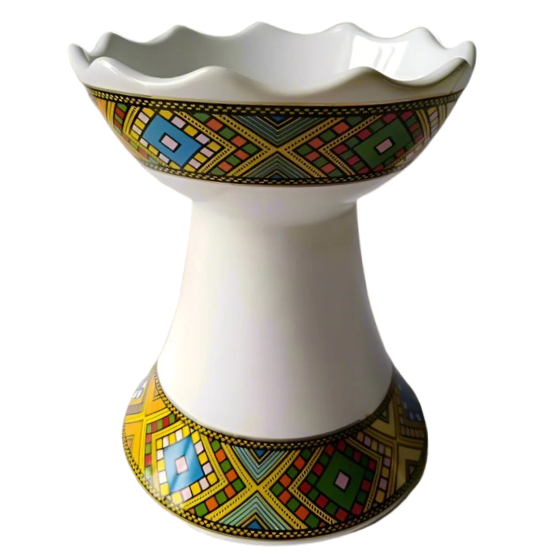 Traditional Ethiopian clay incense burner for coffee ceremony and church observance.